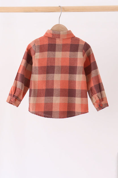 Rust Plaid Button Down Shirt