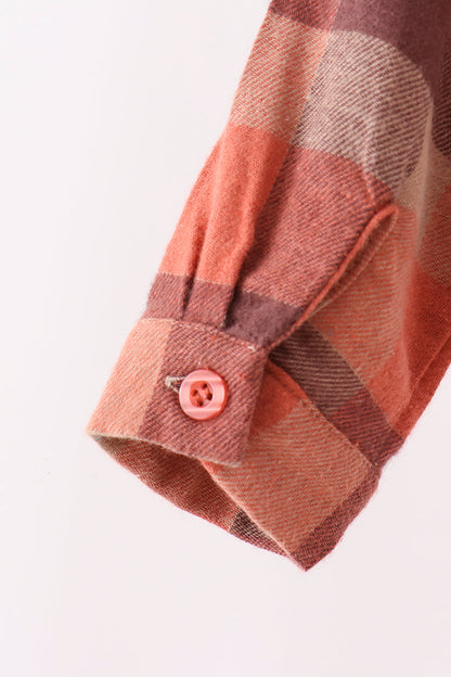 Rust Plaid Button Down Shirt