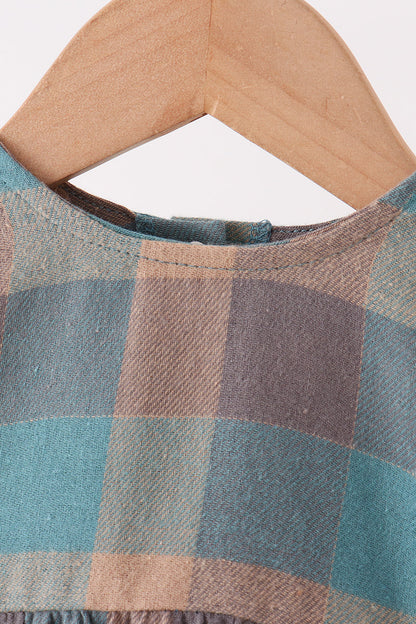 Teal Plaid Ruffle Bubble