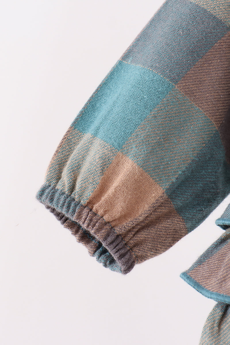 Teal Plaid Ruffle Bubble