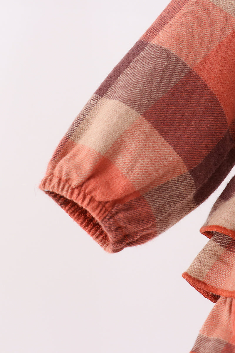 Rust Plaid Ruffle Bubble