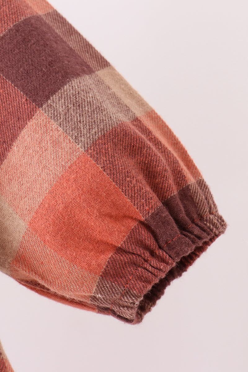 Rust Plaid Ruffle Dress