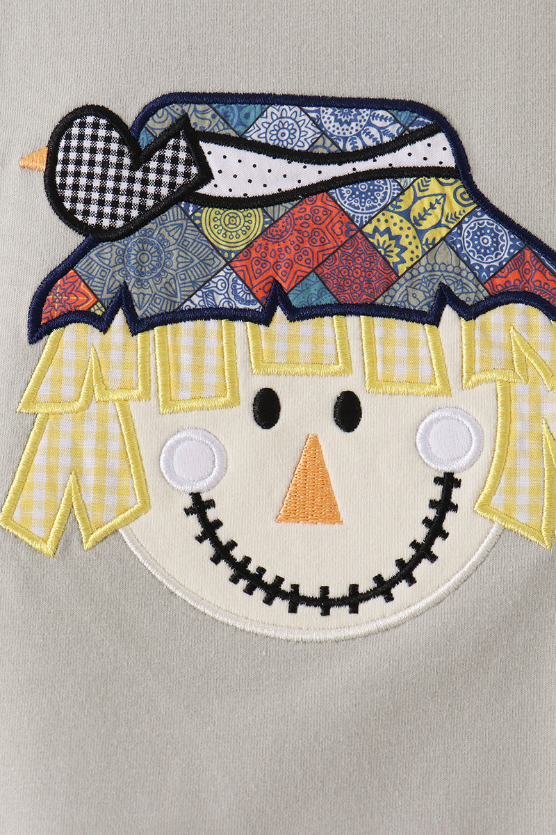Gray Scarecrow Embroidery Top