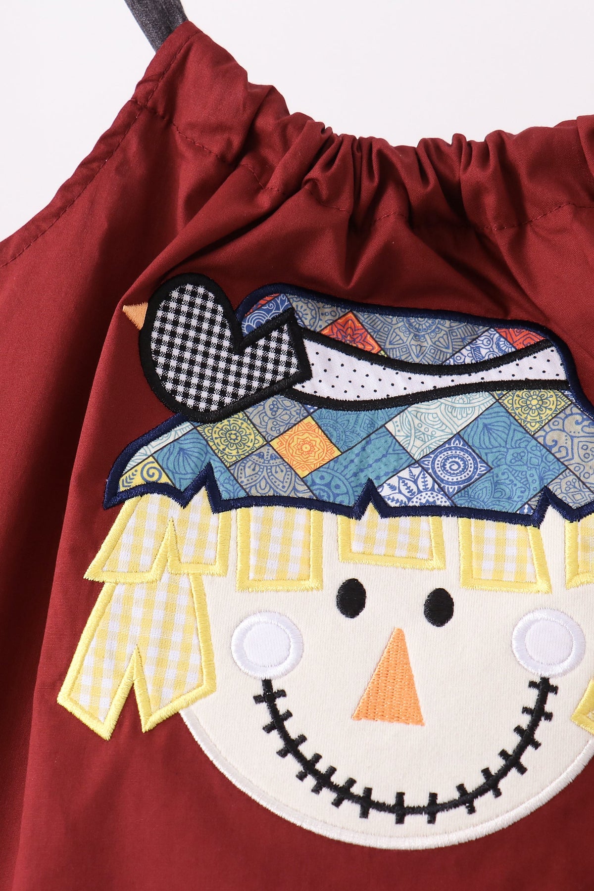 Maroon Scarecrow Embroidery Bloomer Set
