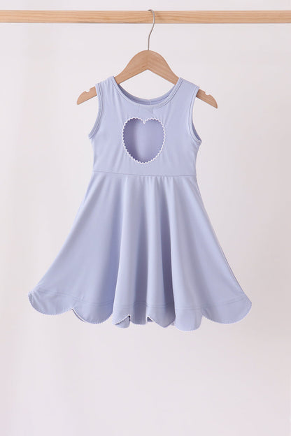 Dusty Blue Scalloped Dress
