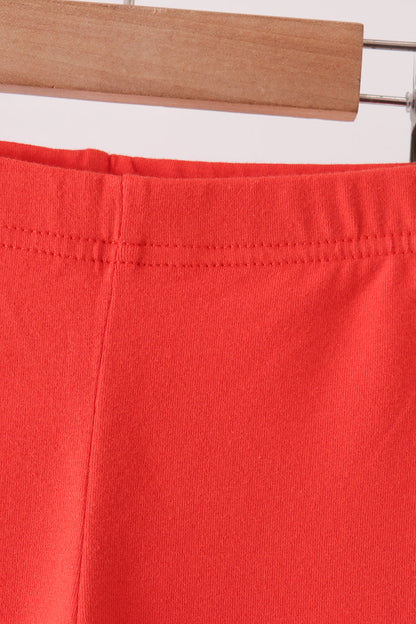 Red scalloped leggings