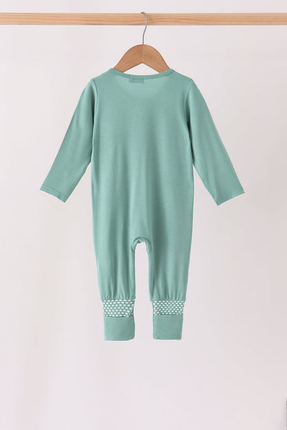 Sage zipper bamboo anti-slip romper