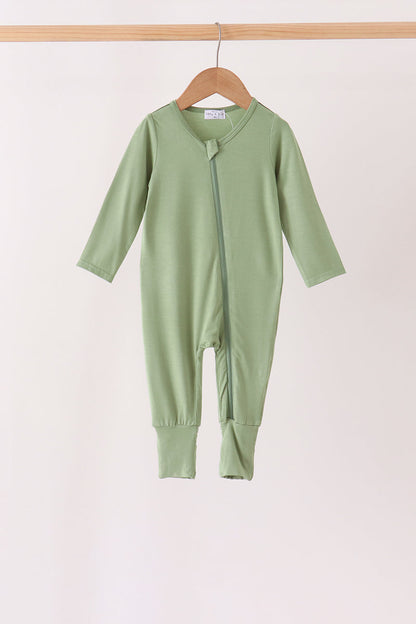 Green zipper bamboo anti-slip romper