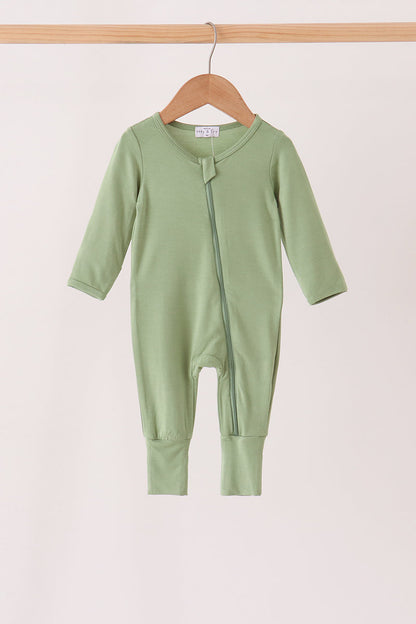 Green zipper bamboo romper