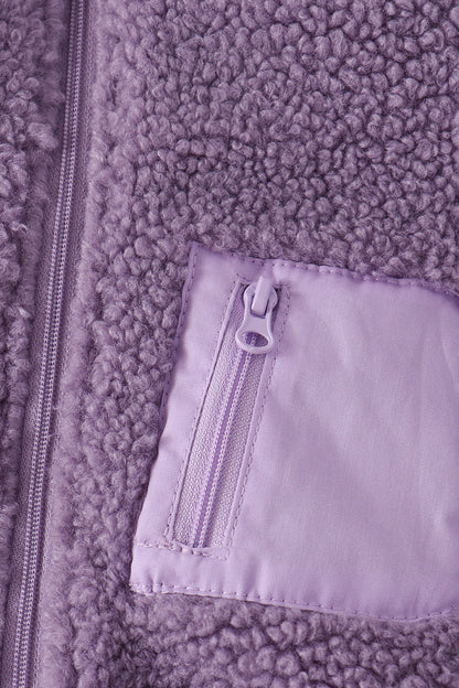 Purple fleece zipper jacket