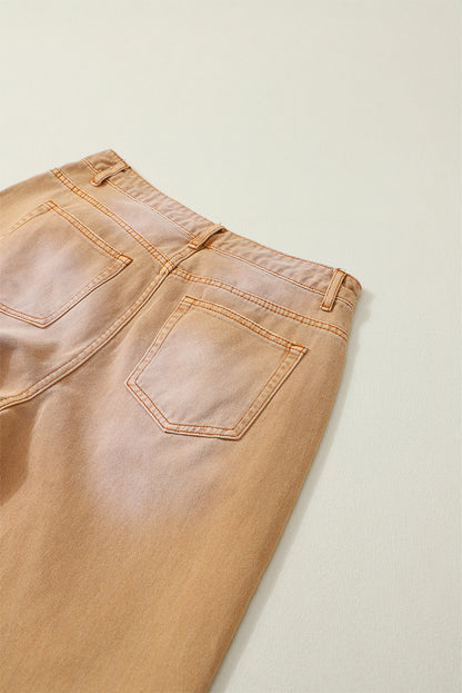 Black Distressed Hollow-out High Waist Cropped Flare Jeans