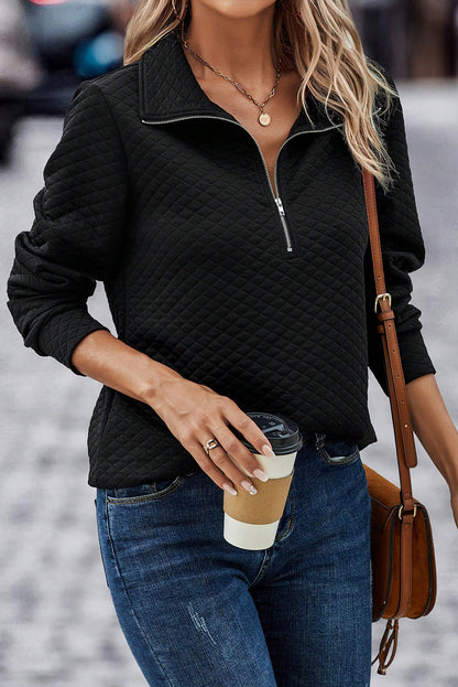 Black Drawstring Kangaroo Pocket Quilted Hooded Dress