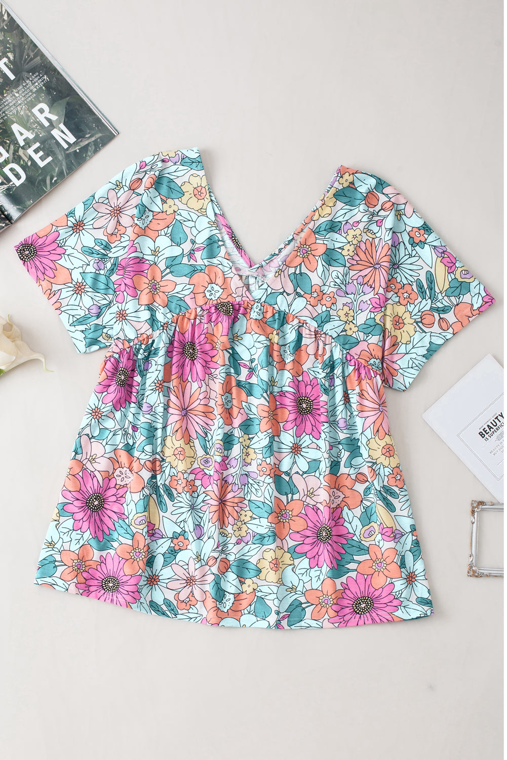 Multicolor Round Neck Sleeveless Floral Mini Dress