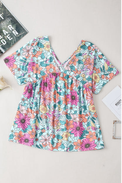 Multicolor Round Neck Sleeveless Floral Mini Dress