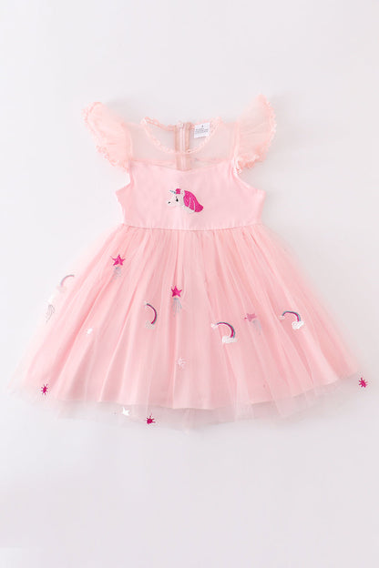 Pink unicorn rainbow girl tutu dress