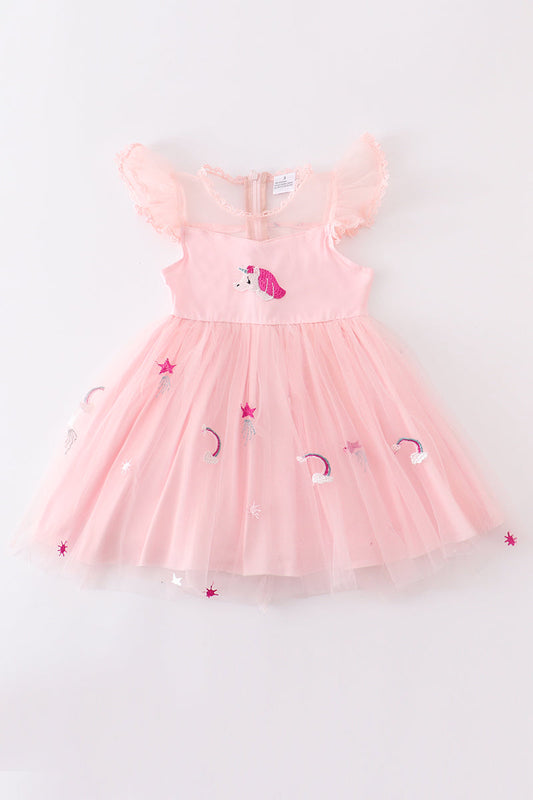 Pink unicorn rainbow girl tutu dress
