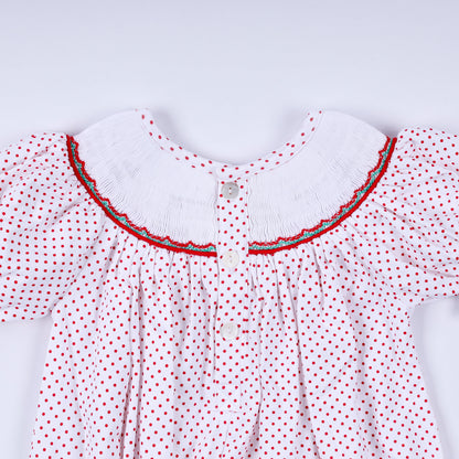 Red gingerbread hand smocked bubble