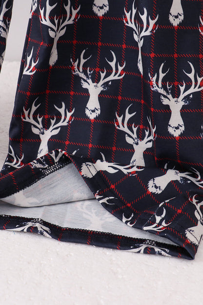Navy deer print mom pajamas pants