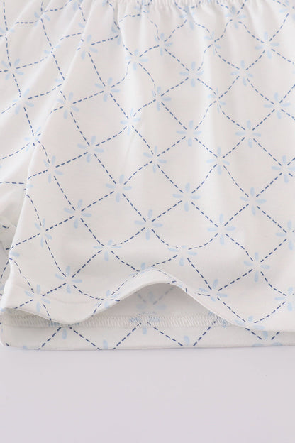 Blue classic lattice charm shorts set