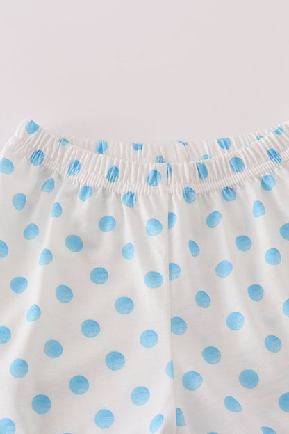 Blue character applique shorts set