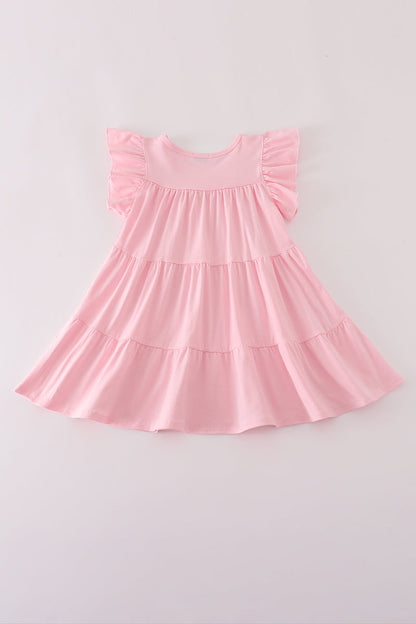 Pink ghost pumpkin sequin ruffle dress