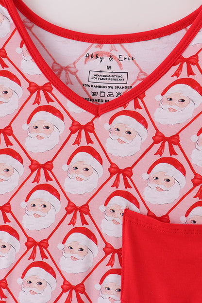 Red santa claus print bamboo mom gown