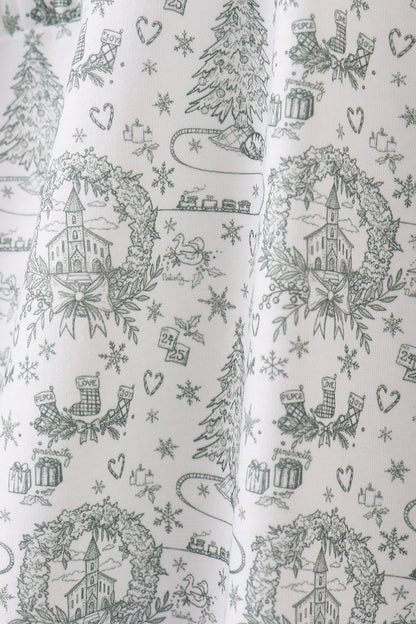 Green christmas tree print mom pajama