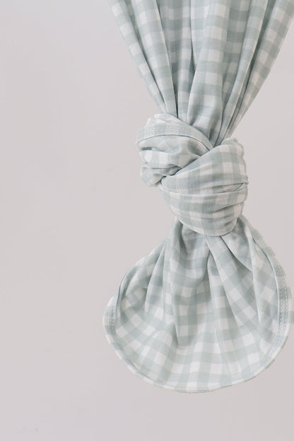 Sage ribbon bow gingham gown