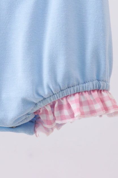 Blue character plane applique ruffle bubble