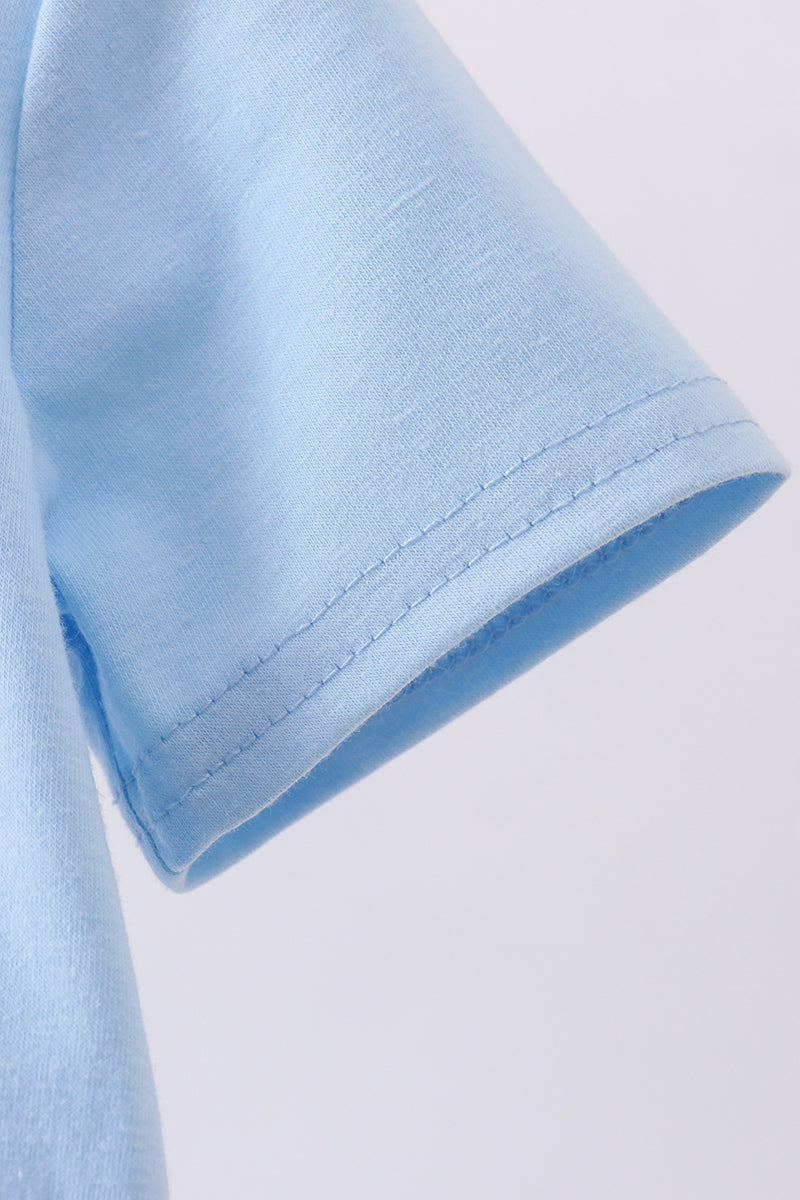 Blue character plane applique bubble