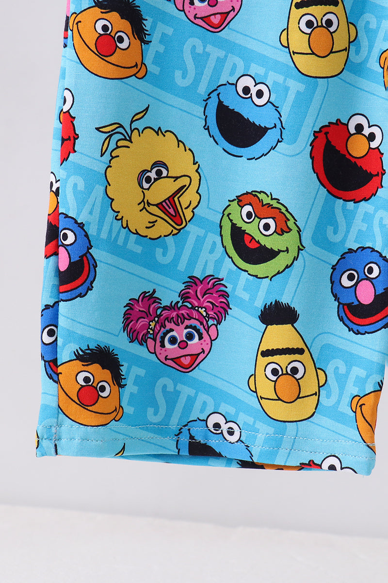 Blue character print bamboo jumpsuit