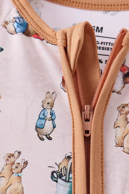 Brown bunny bamboo zipper romper