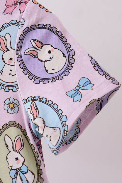 Purple bunny print bamboo jumpsuit