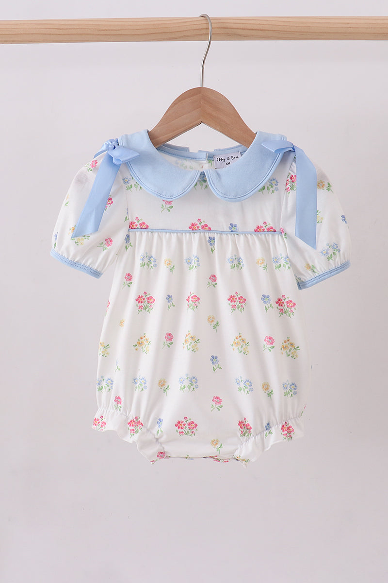 Blue floral bow bubble