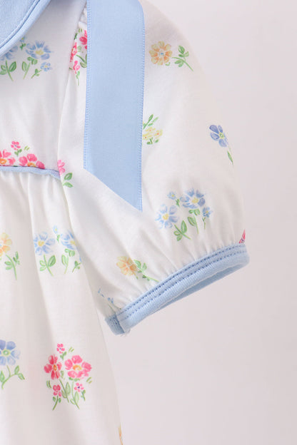 Blue floral bow bubble