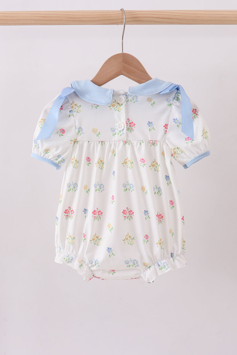 Blue floral bow bubble