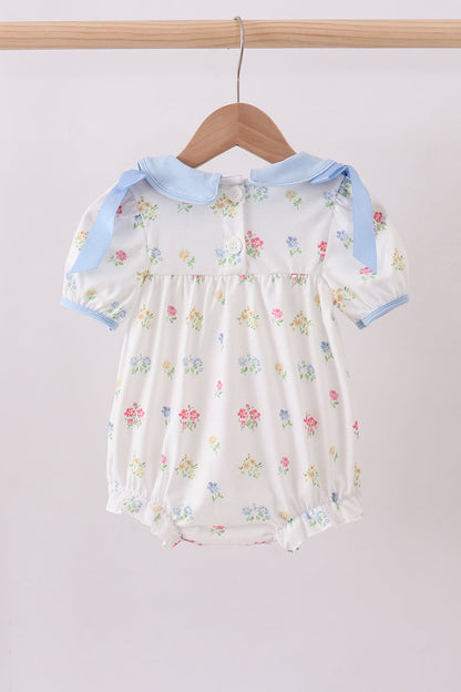 Blue floral bow bubble