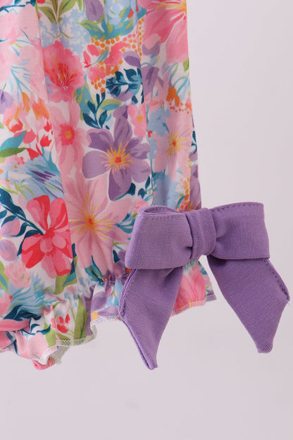 Purple MOMMY'S GIRL smocked ruffle bubble
