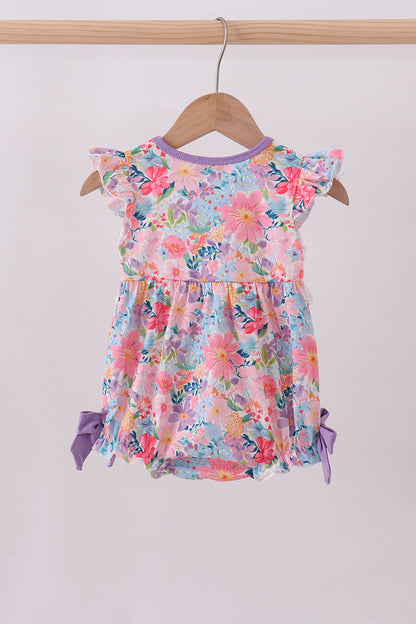 Purple MOMMY'S GIRL smocked ruffle bubble