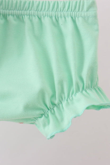 Green floral smocked ruffle bloomer set