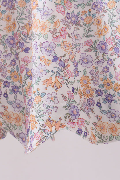 Purple floral smocked ruffle shorts set