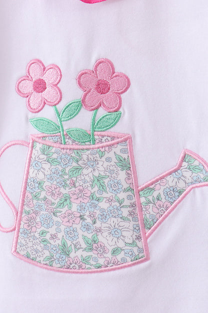 Floral applique ruffle skort set