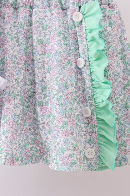 Floral applique ruffle skort set