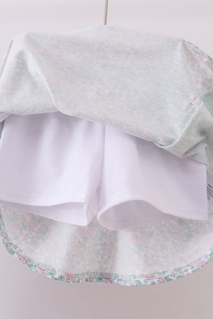 Floral applique ruffle skort set