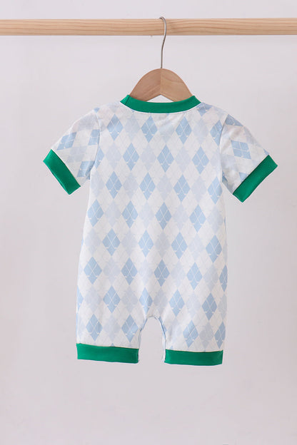 Green golf embroidery pocket romper