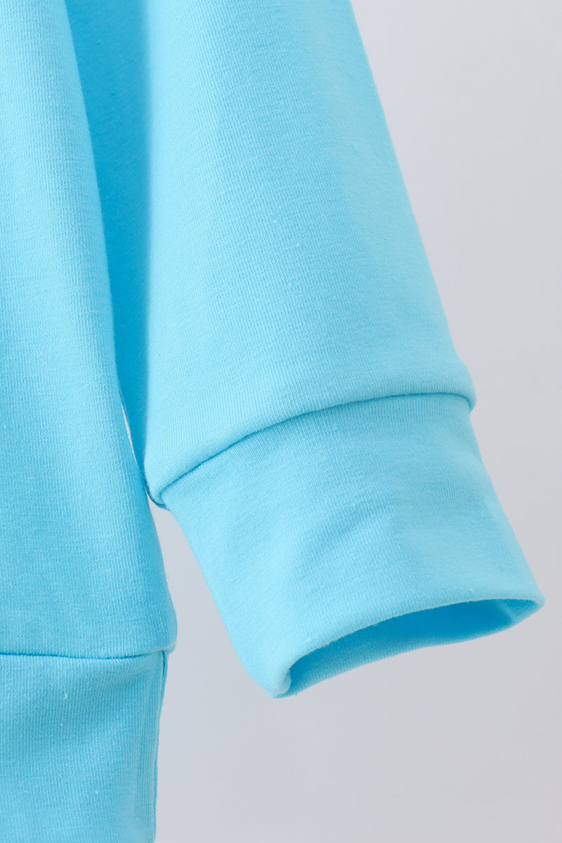 Blue character embroidery zip pullover