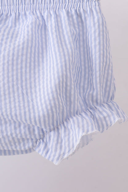 Blue sailboat seersucker bloomer set
