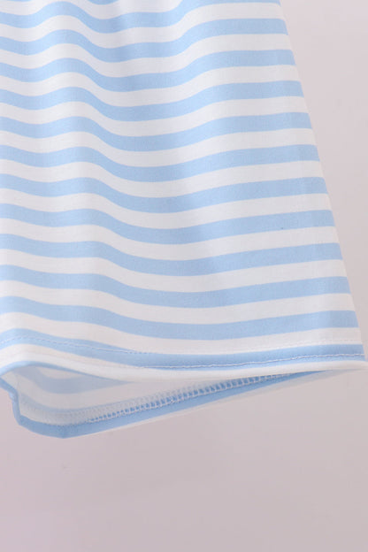 Red flag smocked stripe shorts set