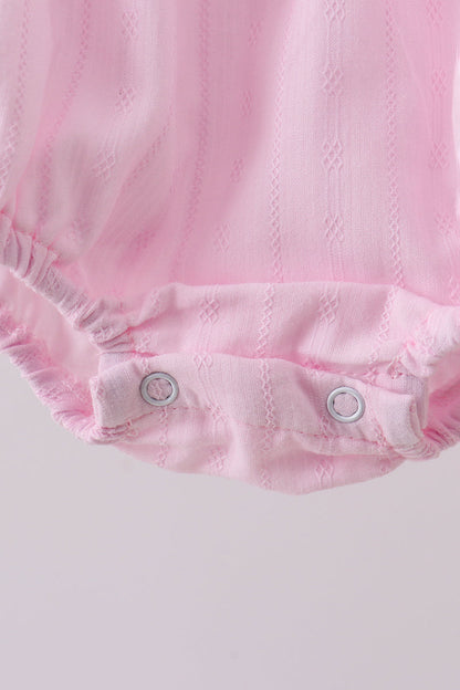 Pink bow smocked ruffle bubble