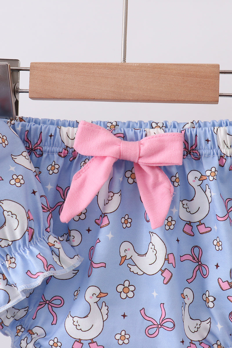 Purple duck print bow bloomer set